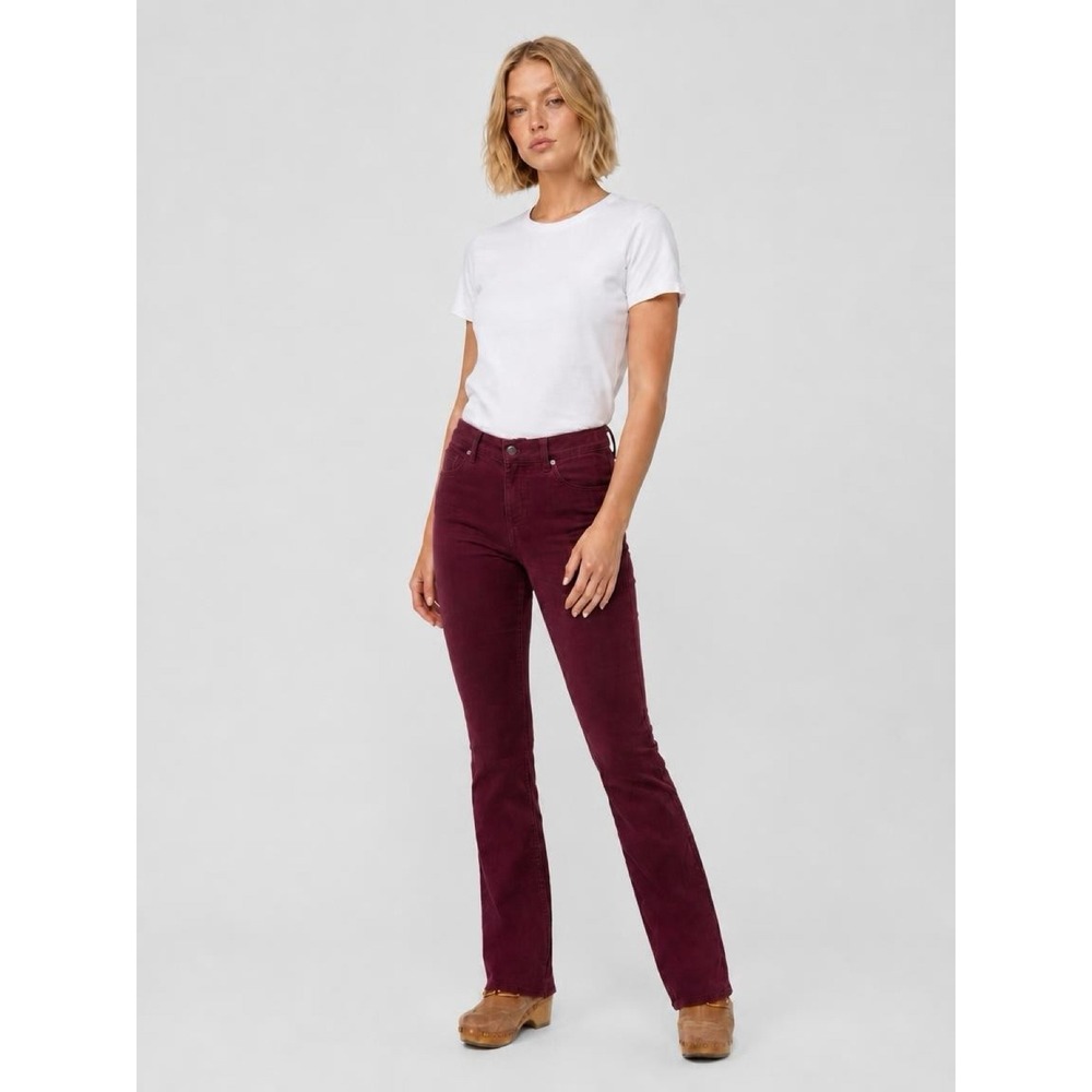Veronica Beard Beverly Skinny Flare Jeans Burgundy High Rise Wine Size 28